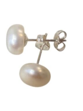 New Sterling Silver Freshwater Pearl Stud Earrings timeless classic elegant